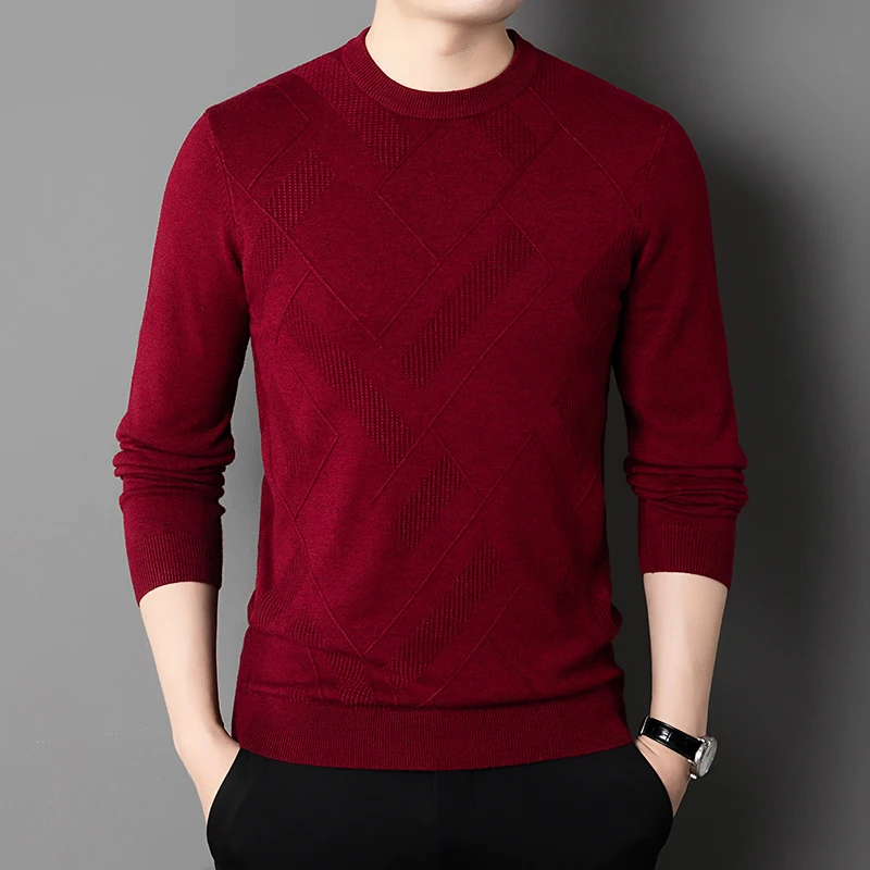 

Winter Autumn Men Cosy Sweater Plain Color Knitwear Black Beige Gray Red Green Camel Knitting Tops Slim Fitting Pullover Male