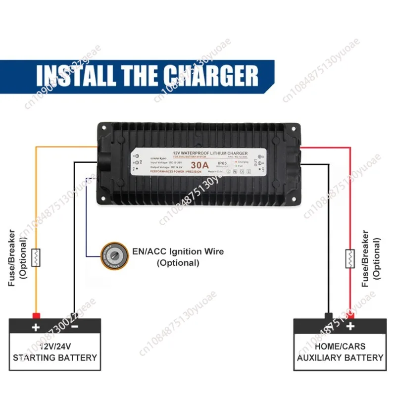 

0-36V to 14.6V 29.2V 43.8V waterproof lithium battery charger, special charger for RV energy storage