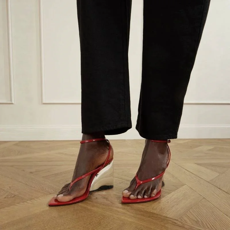 2026 Sommer Neue Transparente Dicke Hochhackige Damensandalen, Spitze Flip-Flops, Zehensteg-Sandalen, Party-Hochhackige Sandalen