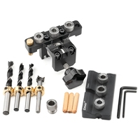 ABKD Ganwei Adjustable Doweling Jig Woodworking Pocket 3 In 1 Hole Jigbushes Drilling Guide Locator Puncher Tools Dowel Jig Set