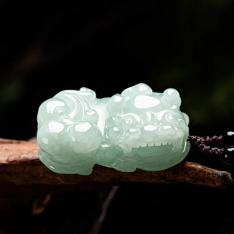 

Natural Myanmar A-grade Jadeite Light Green King Pixiu Glutinous Variety Jade Pendant Jewelry For Women's Men's Charms Drop Ship