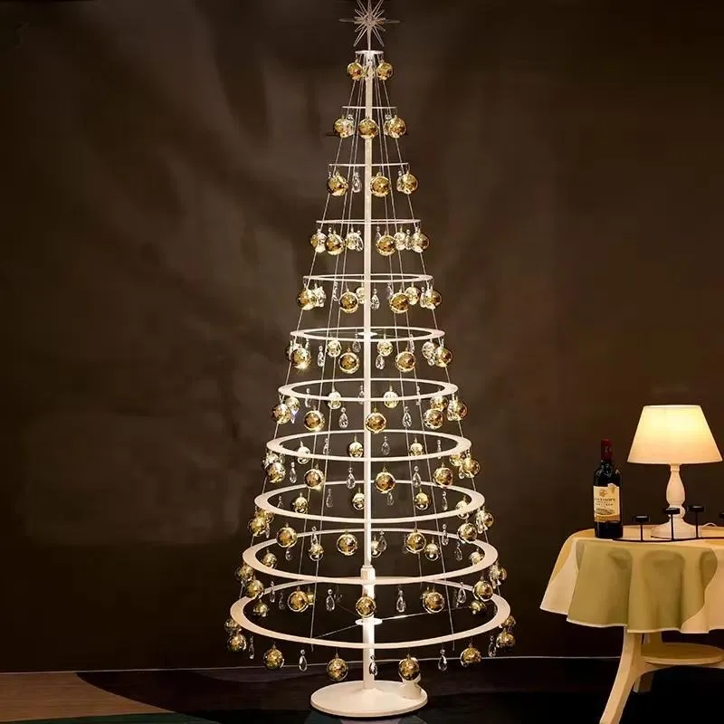 Rotatable LED Crystal Christmas Tree 95x240CM Foldable Indoor Decoration for Home Office Courtyard Party High Quality