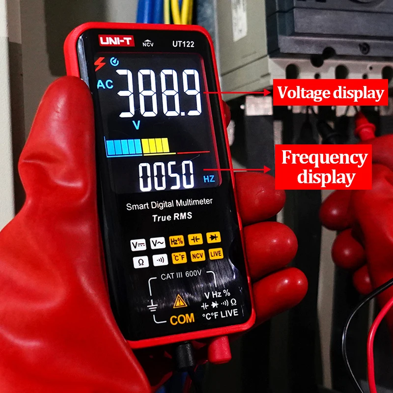 Multímetro Digital Uni-t-smart Ut121a b Ut122 True Rms Frequência de Tensão Display Duplo Ncv Live Alcance Automático 6199 Contagem Multímetro