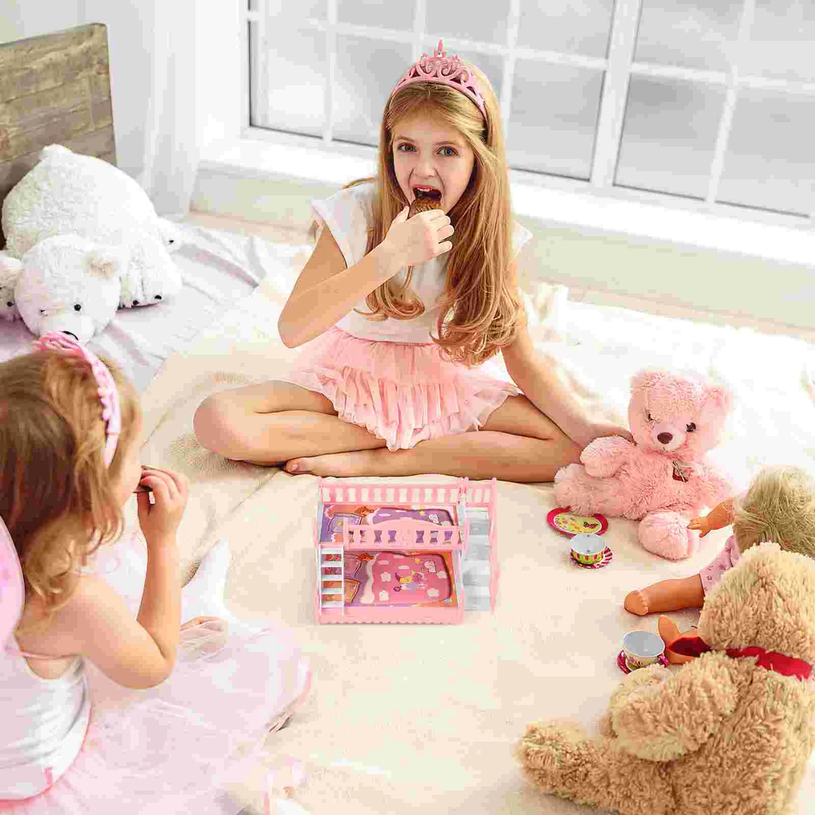 Play House Accessories Mini Model Miniature Furniture Bunk Bed Kit Ornament Baby