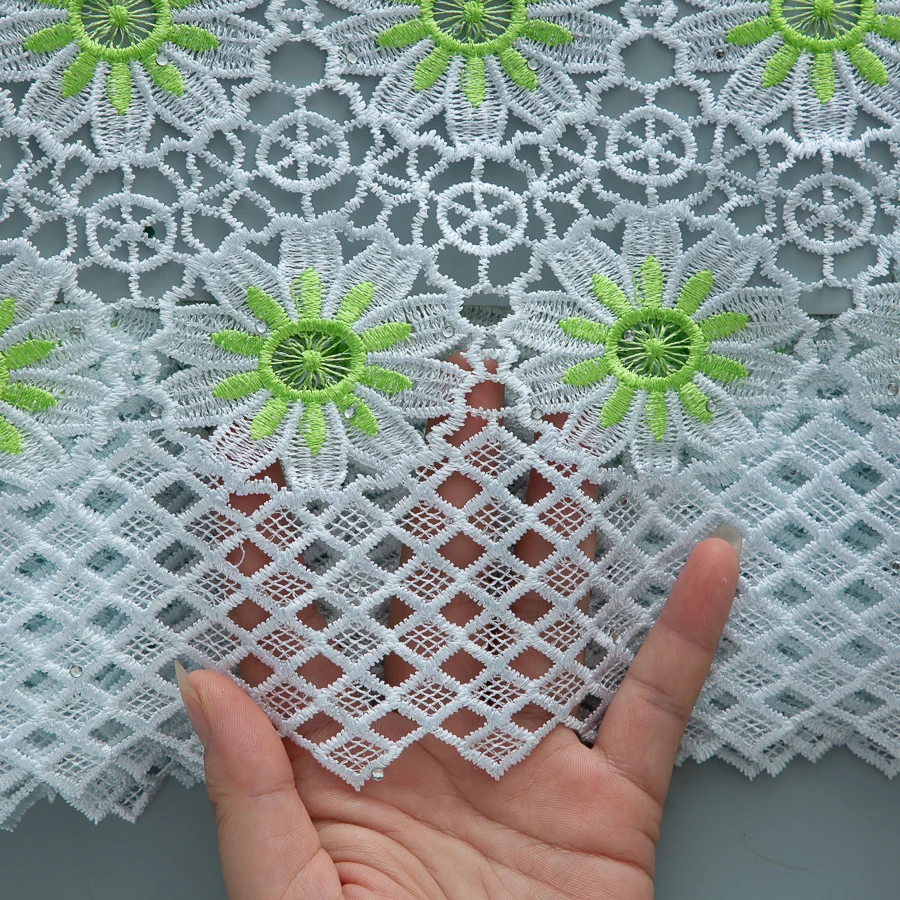 SJD LACE Nigerian Stones Guipure Cord Lace Fabric 5Yards 2025 Latest African Water Soluble Lace For Women Party Dresses Sew 4509