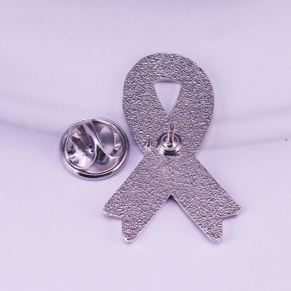 Purple Awareness Ribbon Enamel Brooch Symbol Against Domestic Violence Ribbon Series Badge Trend Jewelry Presents