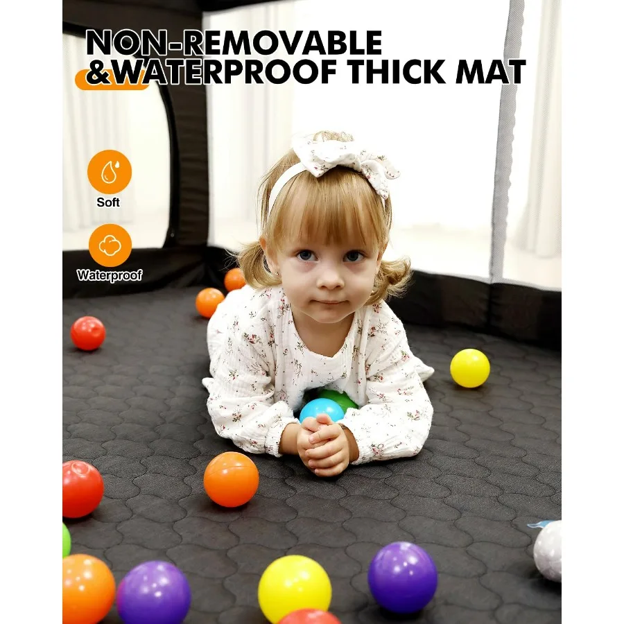 Dearlomum Box pieghevole per bambini con tappetino non rimovibile Cortile da gioco pieghevole extra large per neonati Piccoli Pla da viaggio portatile