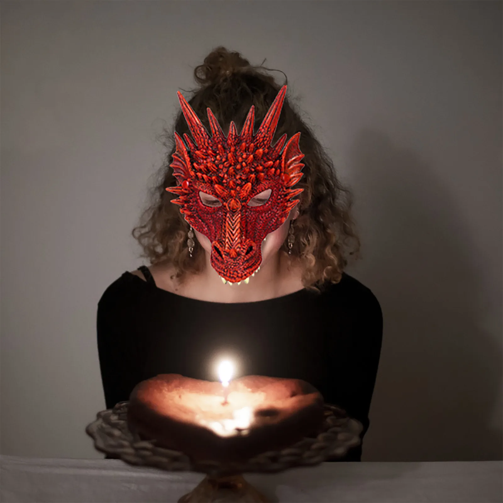 4D 드래곤 마스크 반 얼굴 마스크 성인 어린이 남여 동물 마스크 할로윈 유령 마스크 의상 코스프레 파티 액세서리