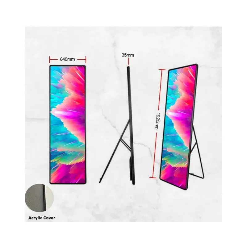 Indoor Outdoor Stand Floor 640x1920mm Advertising Folding Poster Screen RGB Digital LED Display Screen Player Machine Poster