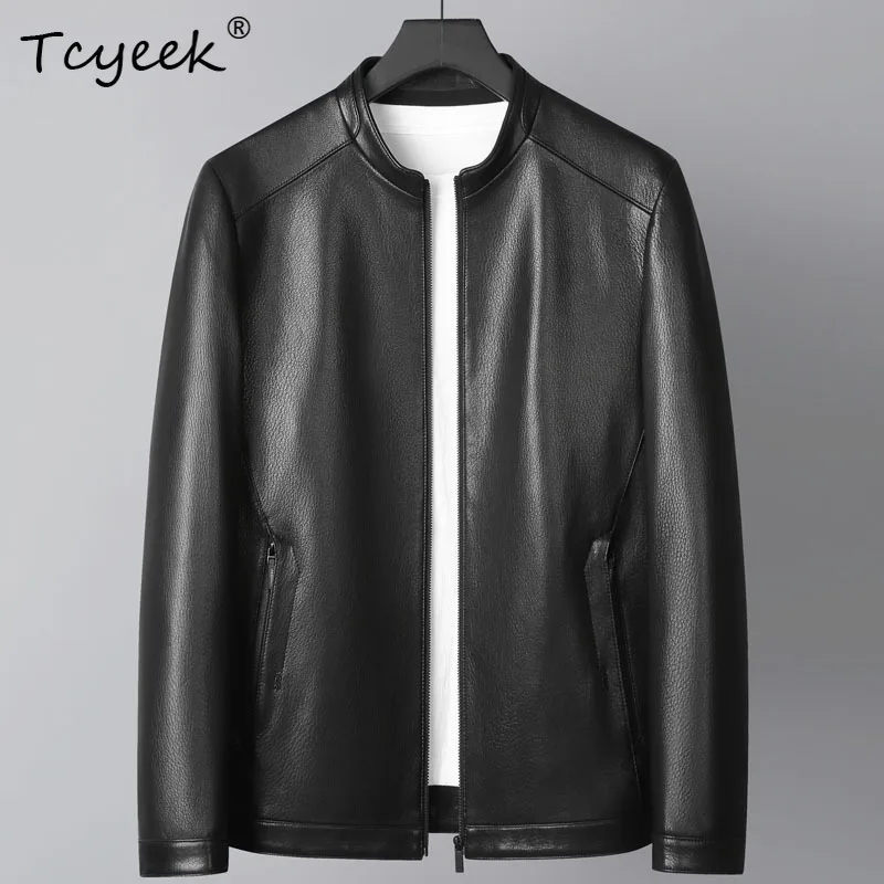 

Tcyeek, мужская куртка из натуральной козьей кожи, мужская куртка с воротником-стойкой, 2021, мужские пальто, новый стиль, весенне-осенняя одежда Jaqueta De Couro