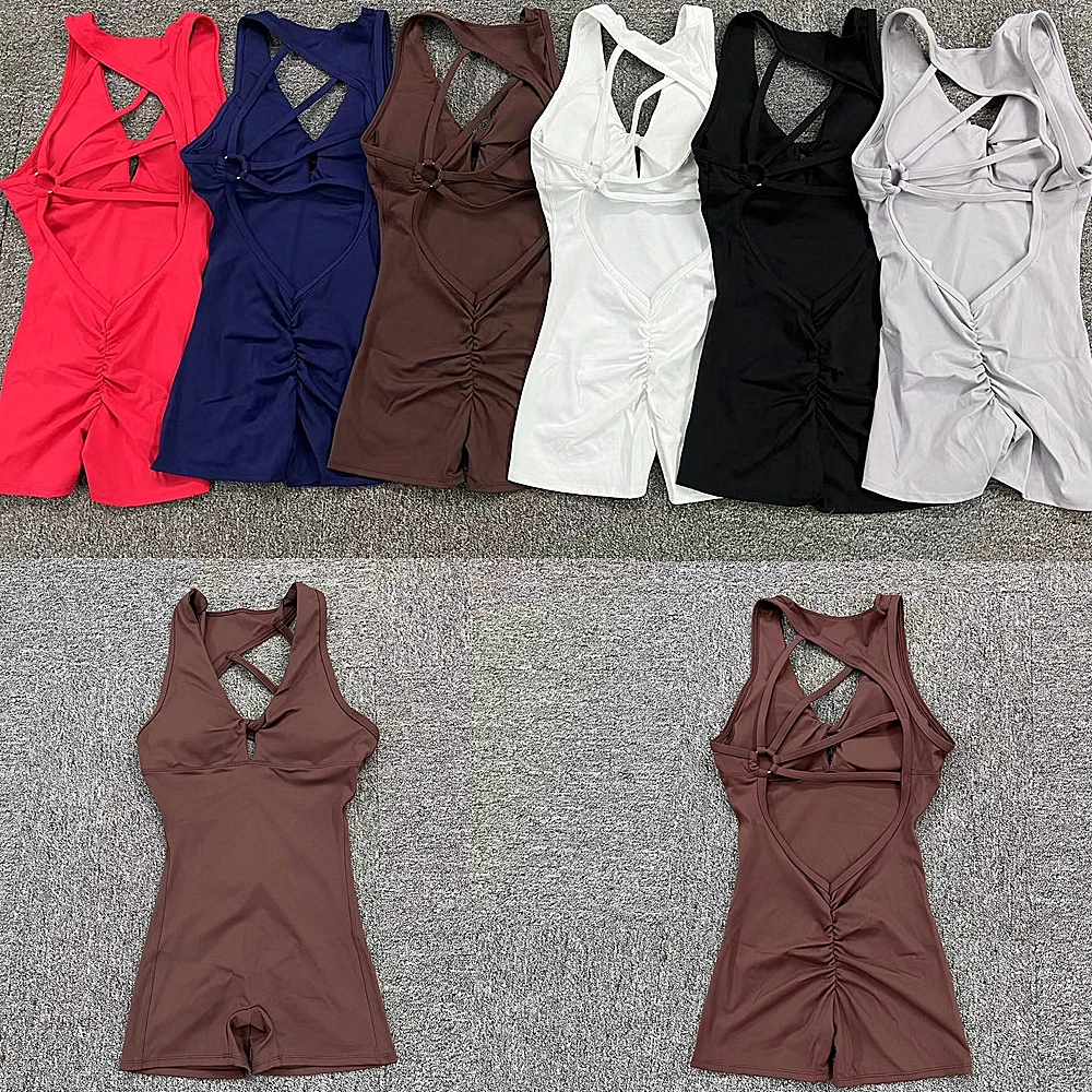 2024 Mental Lycra Gym Yoga Sets One Piece Jumpsuit Sport Women Workout Clothes for Women Fitness Womens Outfits Active Suits