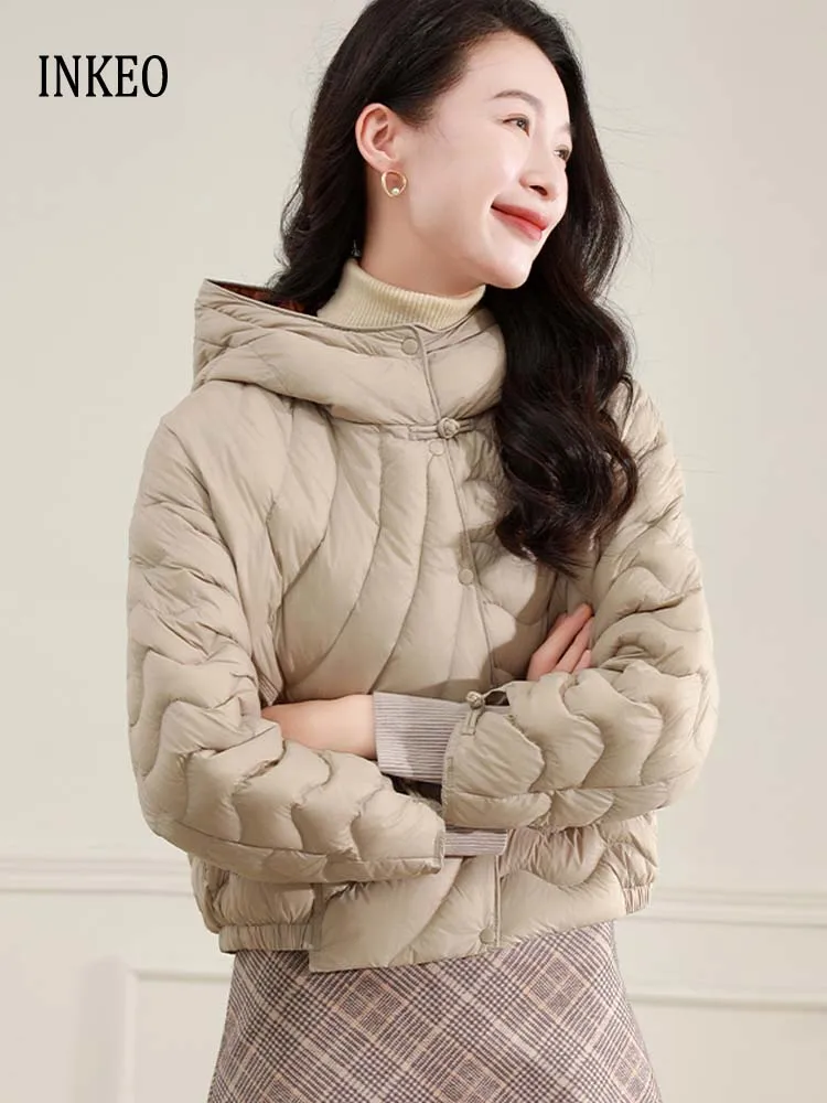 Novo design irregular acolchoado jaqueta com capuz 2025 outono inverno oversize curto puffer casaco quente de alta qualidade inkeo dj535
