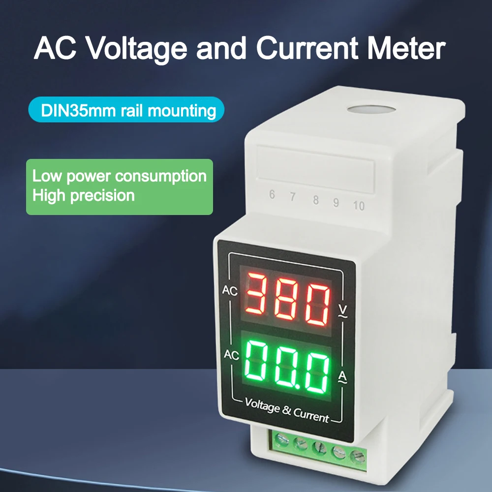 

60-500 В переменного тока на DIN-рейку Вольтметр переменного тока Амперметр Цифровой 10A 50A 100A 200A Светодиодный дисплей Однофазный вольтметр Измеритель электрического тока