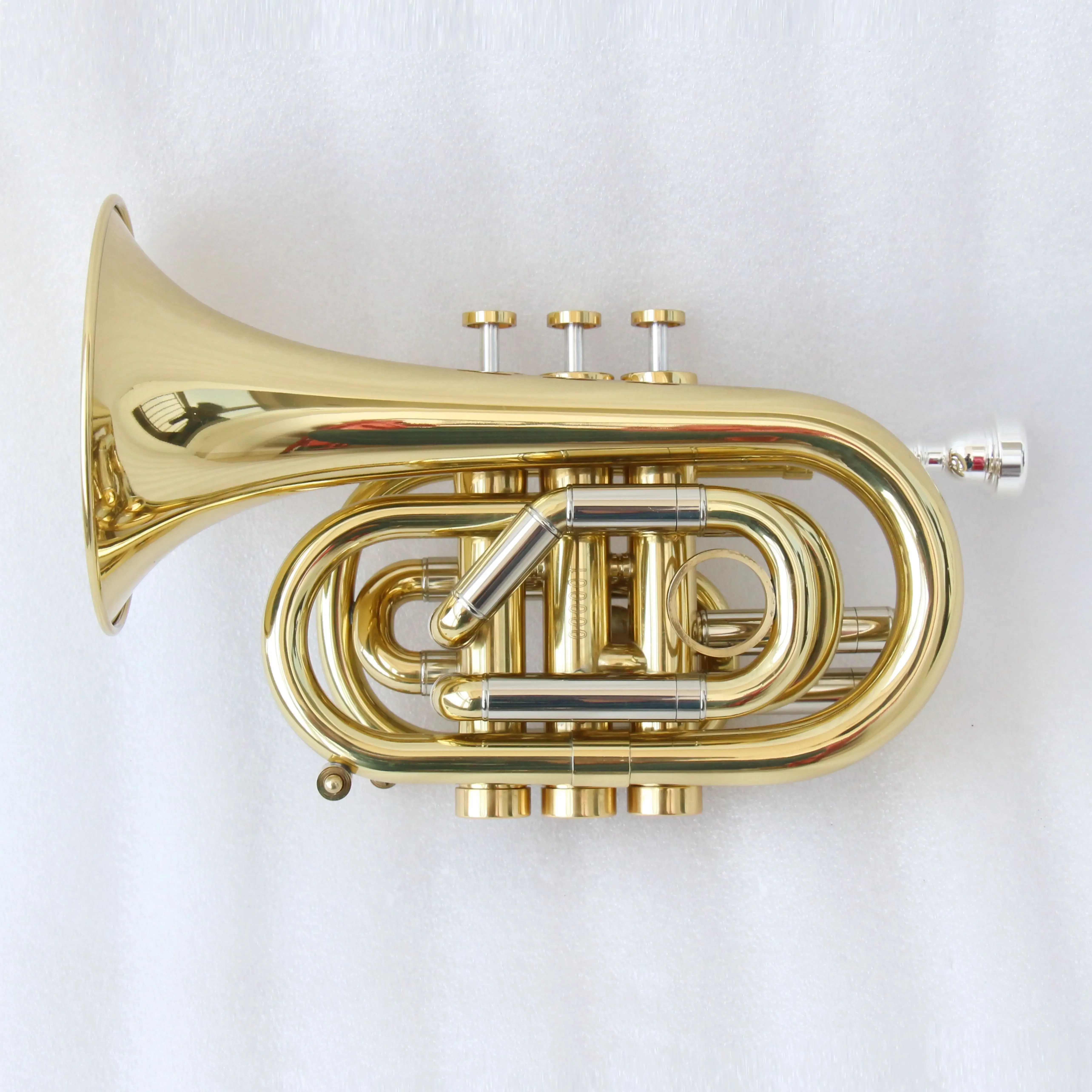 

High quality pocket trumpet Brass Body trumpet instrument Gold Lacquered Bb Trumpet