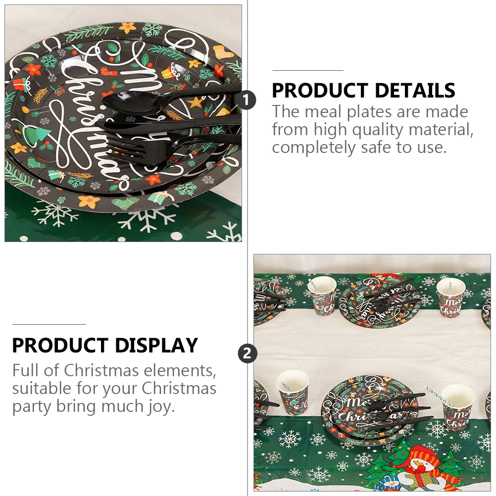 

30 Pcs Plates Christmas Theme Snack Tray Fruit Meal Food Serving Xmas