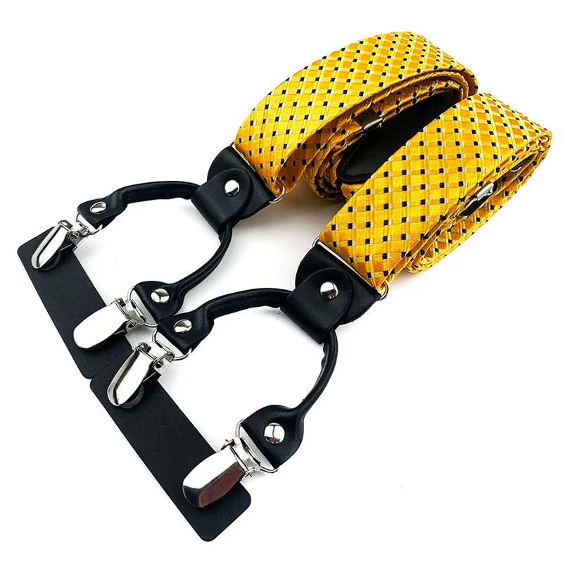 Men's Paisley 6 Clips Suspenders Trouser 3.5cm Wide Y-Back Wedding Party Event Braces Elastic Suspenders Straps Men's Gift