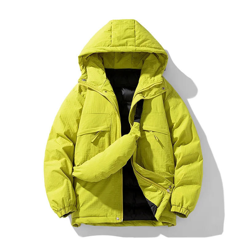 Winter Windproof Cotton Jacket for Men Solid Color Outdoor Hooded Men's Parkas Casual Warm Korean Fashion Men Clothing Designer