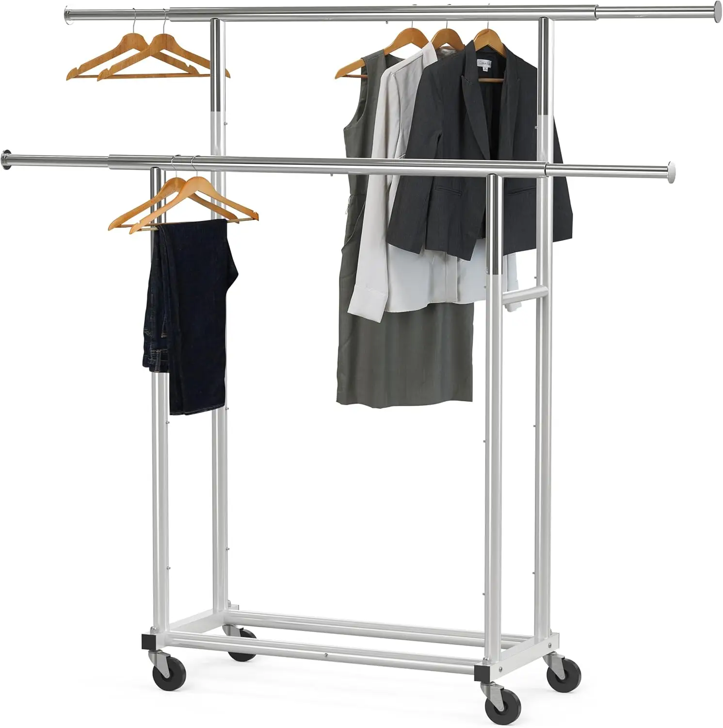 

Standard Double Rod Garment Rack, Silver