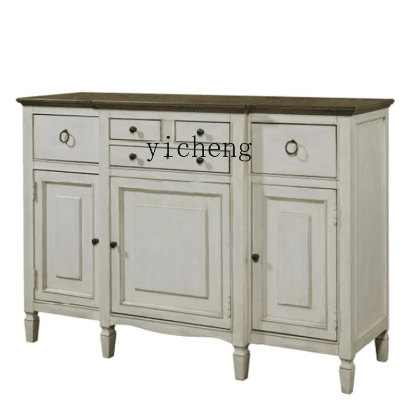 

ZC Retro Distressed Solid Wood Sideboard All-in-One Cabinet Combination Dish and Bowl Locker Multifunctional