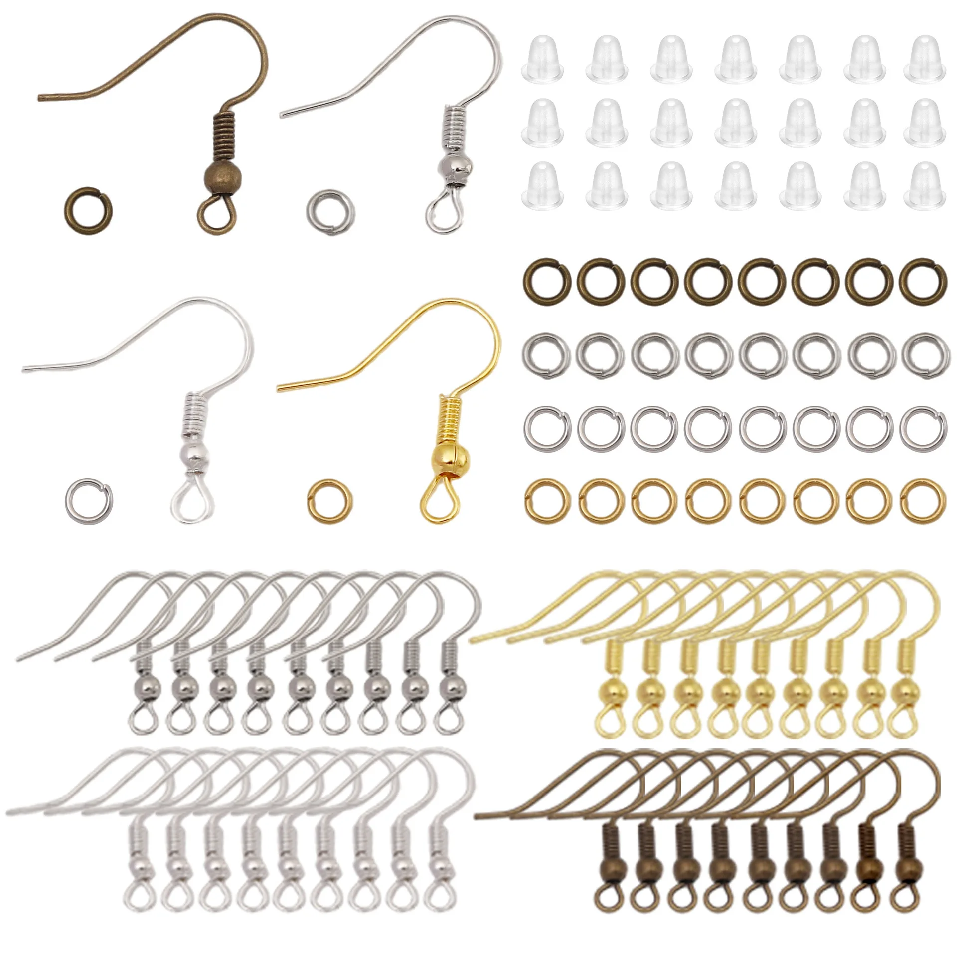 600Pcs Multicolor Earring Hooks Kit Mix-Color Ear Wires Fish Hooks Open Jump Rings Earplugs for DIY Jewelry Making Supplies