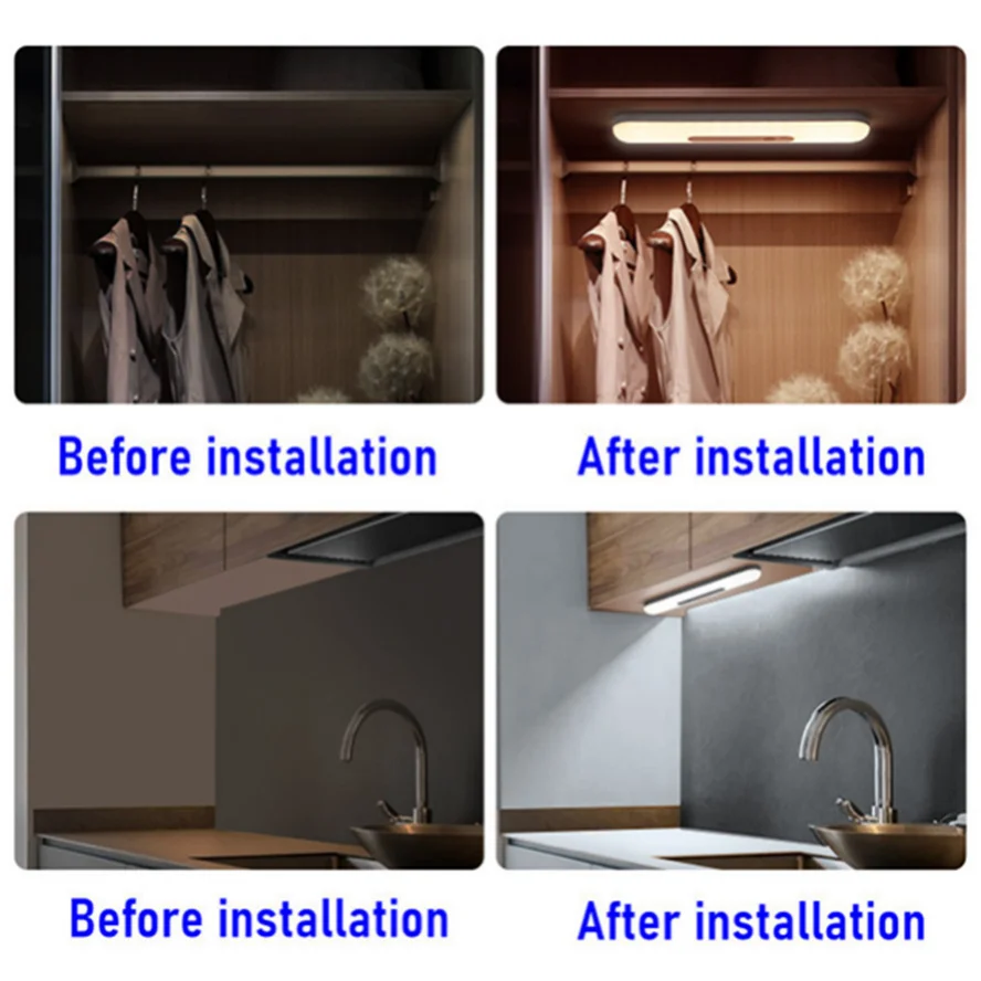 Rechargeable LED Night Light Kitchen Under Cabinet Lamp 18/30cm PIR Motion Sensor Closet Wardrobe Lamp Night Light 2200mah