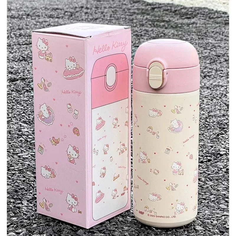 

400 мл Sanrio, Hello Kitty Kawaii термос из нержавеющей стали бутылка для воды с соломинкой большой емкости прямая Питьевая чашка подарок для девочек