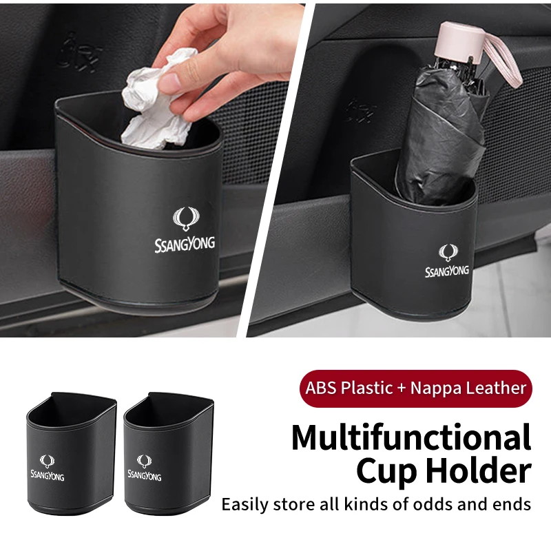 Car Door Water Cup Box Mug Drinks Storage Bag Accessories For SsangYong Actyon Korando Rexton Kyron Rodius Tivoli