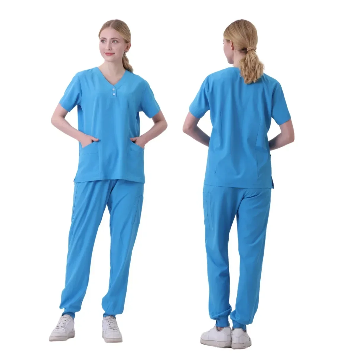 Mehrfarbige Peelings Uniform Kurzarm Tops Hosen Pflege Uniform Frauen Tierhandlung Arzt Peeling medizinische Chirurgie Arbeits kleidung Peeling-Set