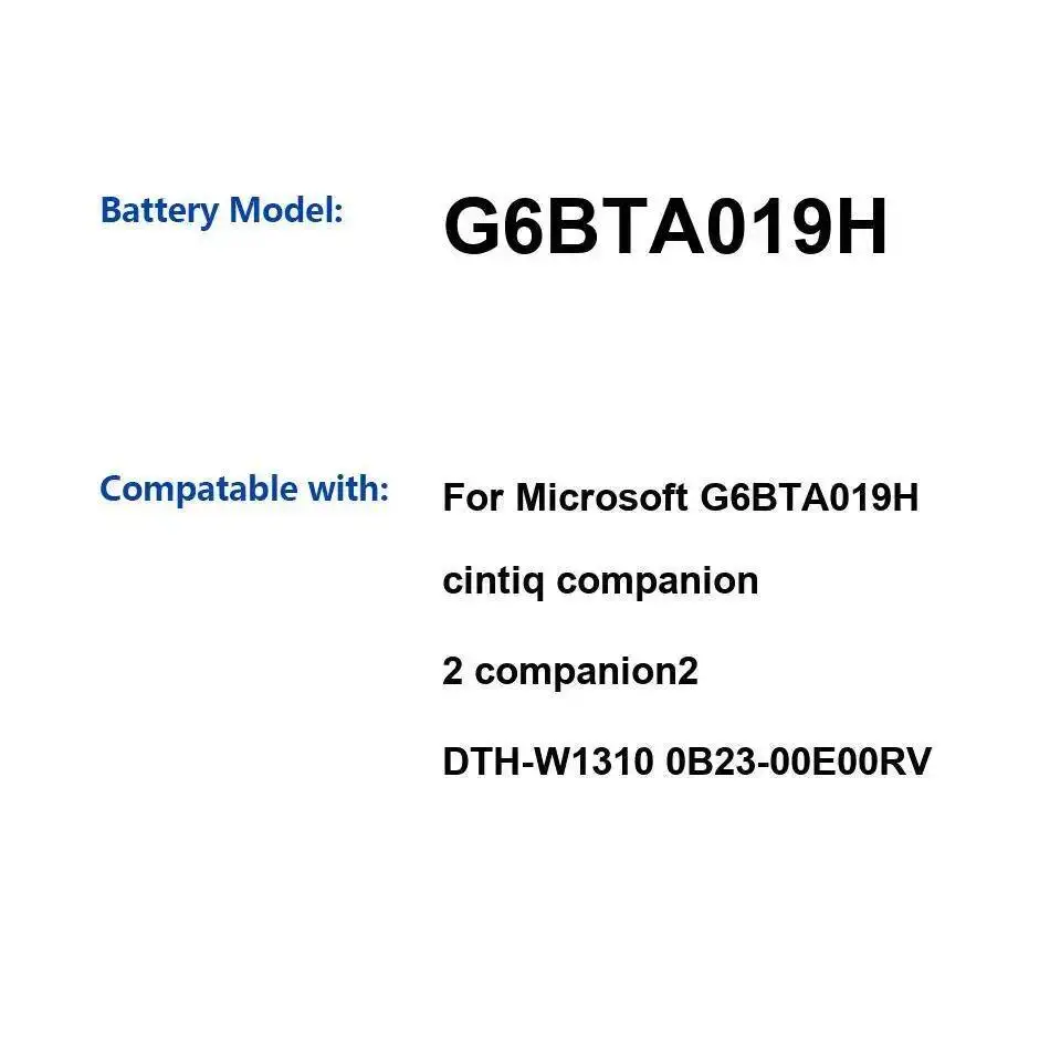 

Premium Replacement 4470Mah Tablet Battery For Microsoft Surface Cintiq Companion 2 G6BTA019H Dth-W1310 0B23-00E00RV