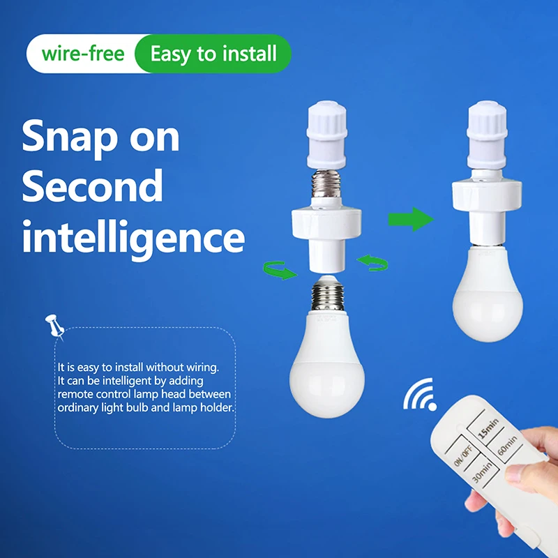 E27 110V 220V House Multi Light Switch 60W Wireless Remote Control Smart Timer Switch Lamp HolderBaby Room Bedroom Timer Switch