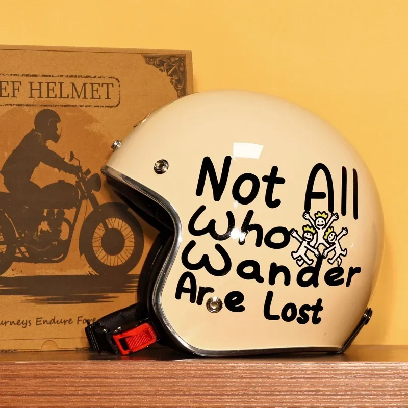 Vintage 3/4 Open‑Face Motorcycle Helmet, DOT ECE Certified 4‑Season Cruiser Helmet with Cooling Ventilation for Street Riding