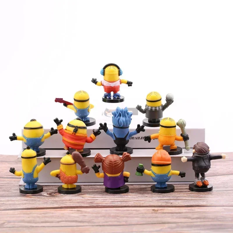 Kawaii Capsule toys 12Pcs/Set Gru Miniones Kevin Bob 3D Eye Despicable Miniones Action Figures Classic Toys Xmas Gifts