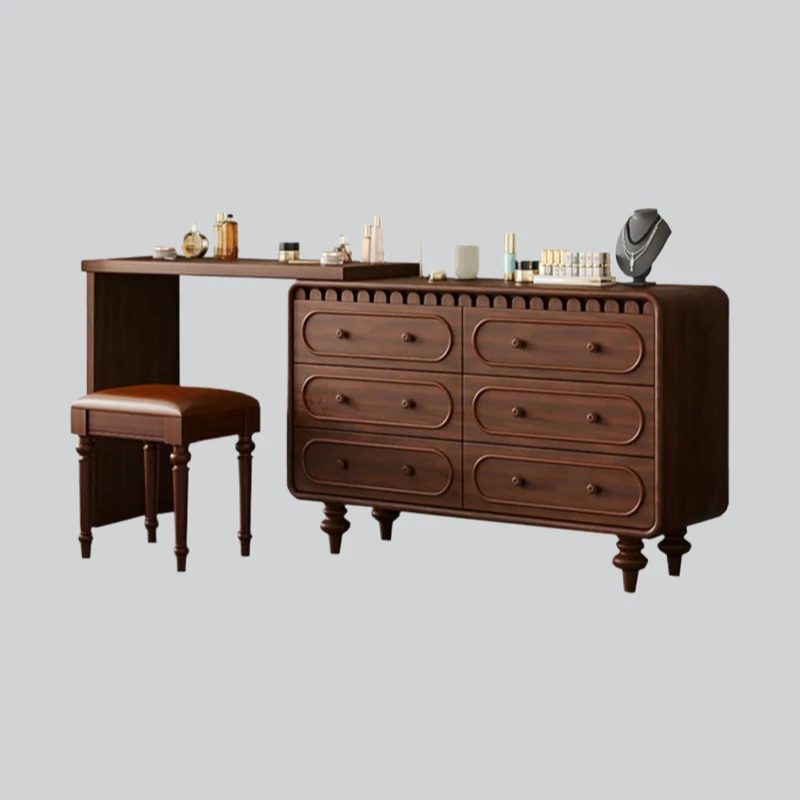 Luxury Box Drawers Dresser Eithe Bedroom Girl Wooden Cabinet Storage Dressing Table Mirror Hotel Armadietto Trucco Furniture