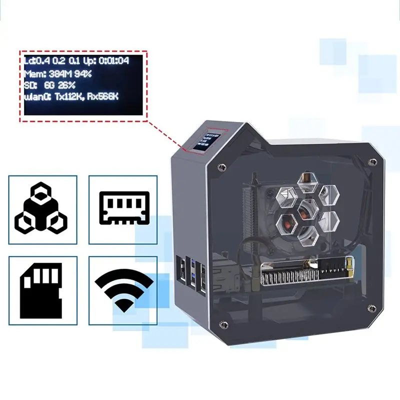 Well Made-For Raspberry Pi 5Mini Tower Fan Kit JST 4 Pin Port Fan Kit With 0.96 Inch OLED Display Active Cooler Kit