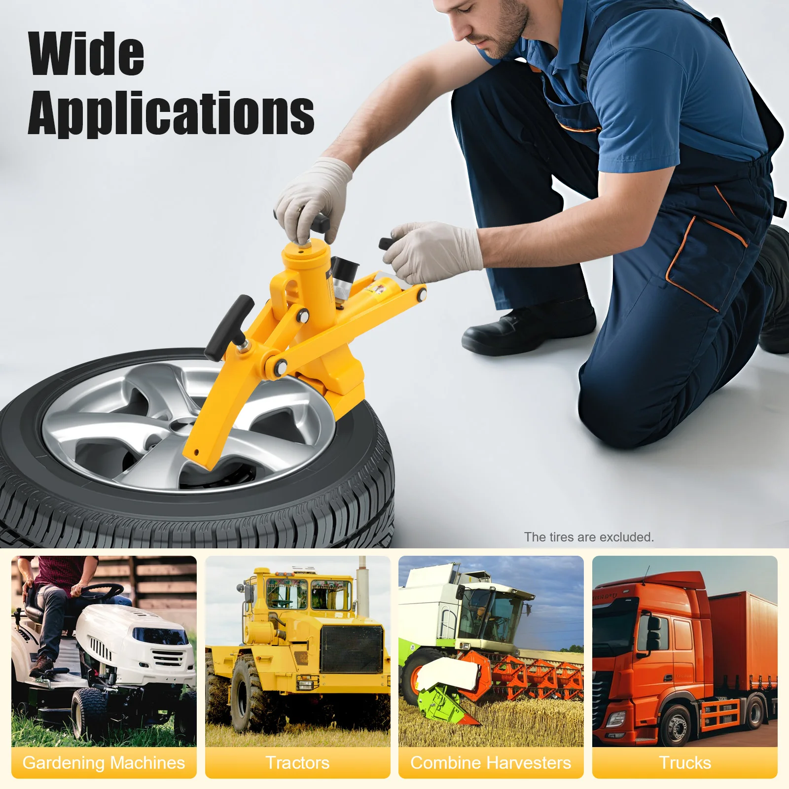 

10000PSI Hydraulic Bead Breaker Cast Steel Heavy Duty Tire Bead Breaker Tool w/Hydraulic Foot Pump Pneumatic Tire Stripper