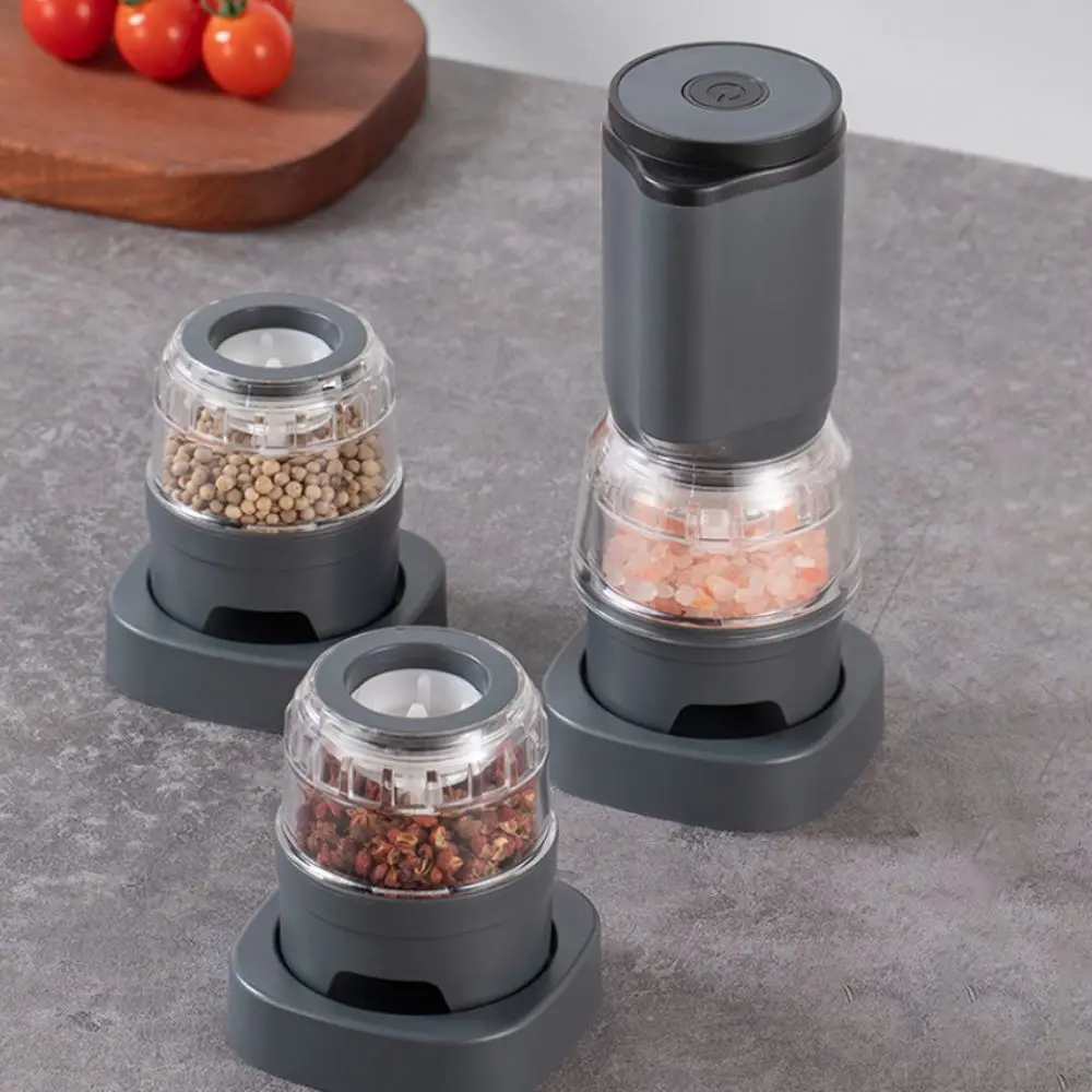 Rechargeable Electric Pepper Grinder Set Ceramic Grinding Core Automatic Spice Mill Adjustable Coarseness Salt and Pepper Mill