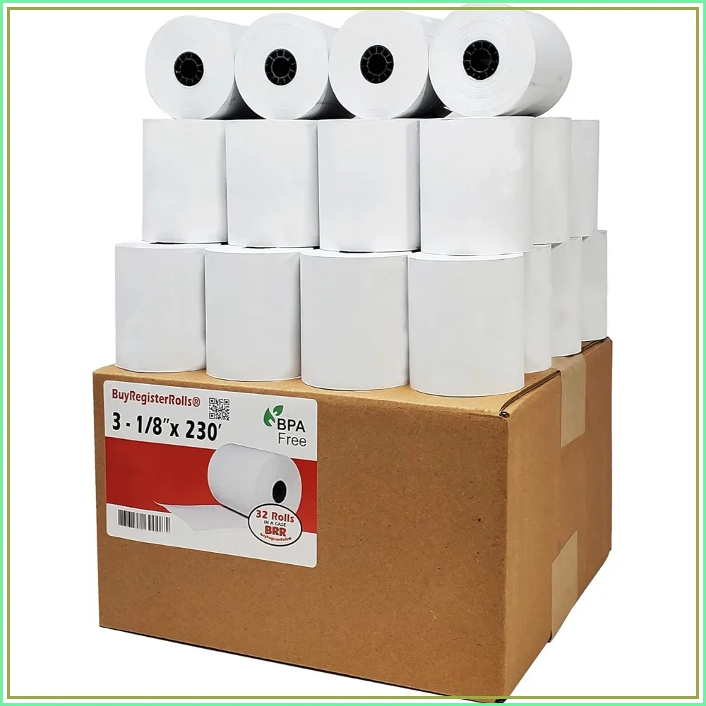 

32 Rolls 3 1/8x230 Thermal Receipt Paper for Clover POS, Star Micronics, and More