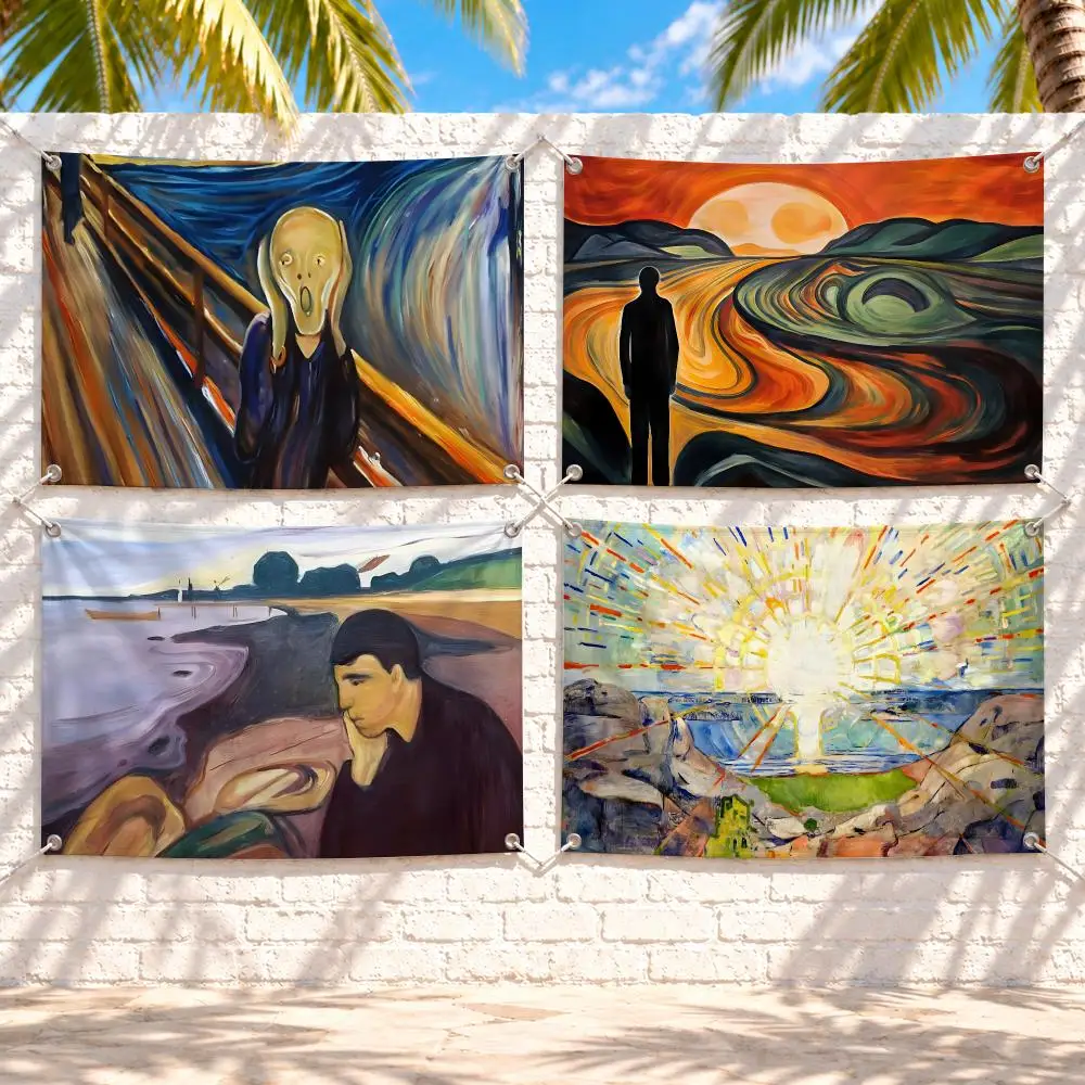 Art Edvard Munch Flags Suitable For Party Club Outdoor Interior Wall Art Decoration Banner Gift