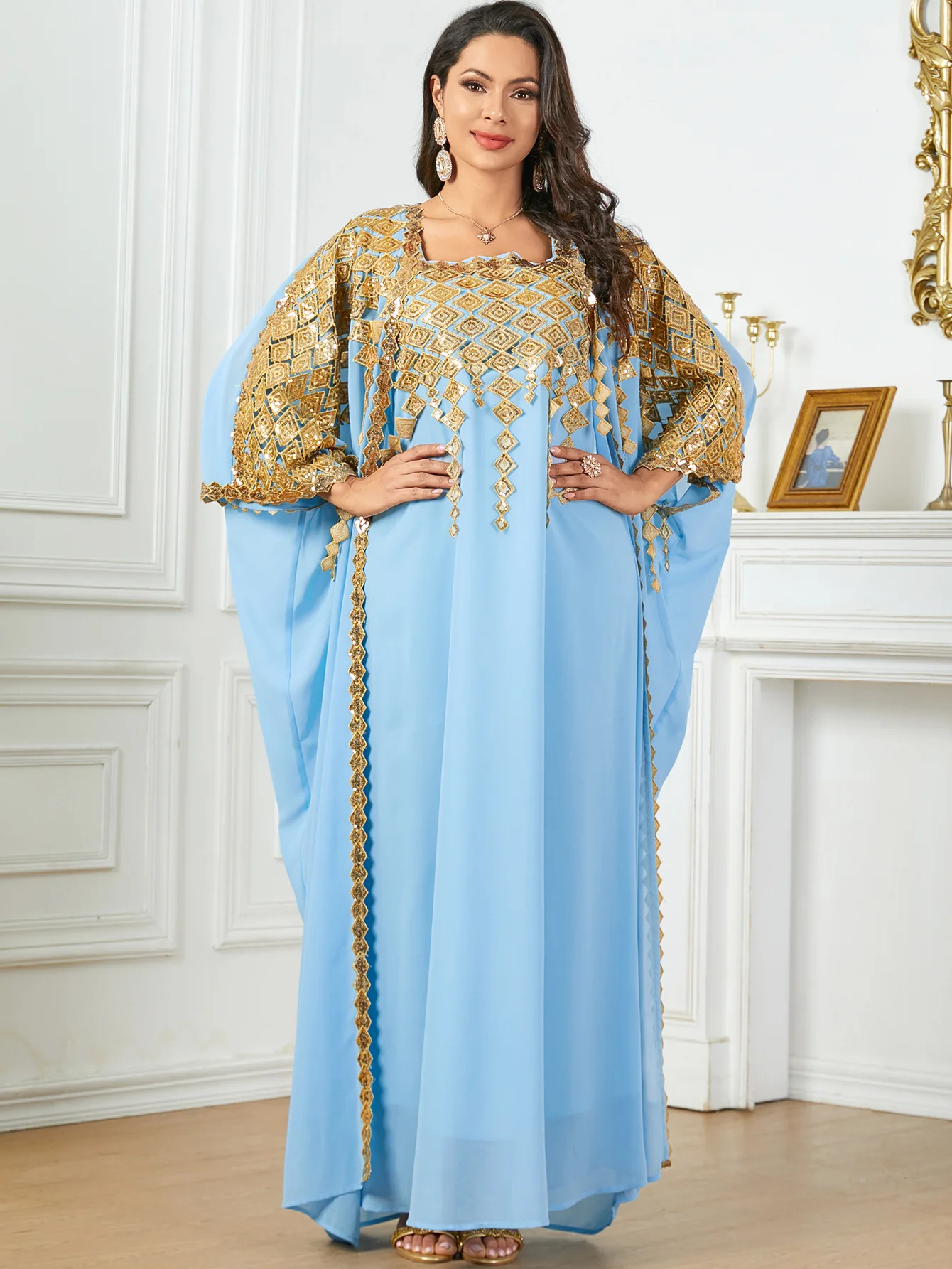 

New Luxury Caftan Marocain Femme Evening 2 Piece Abaya Set Jalabiya Woman Robe Muslim Dress Dubai Kimono Kaftan Ramadan Djellaba