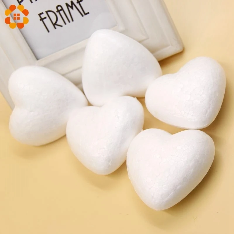 10PCS White Heart Shape Modelling Polystyrene Styrofoam Foam Ball DIY Christmas Ornaments Gifts Birthday Wedding Decor Supplies