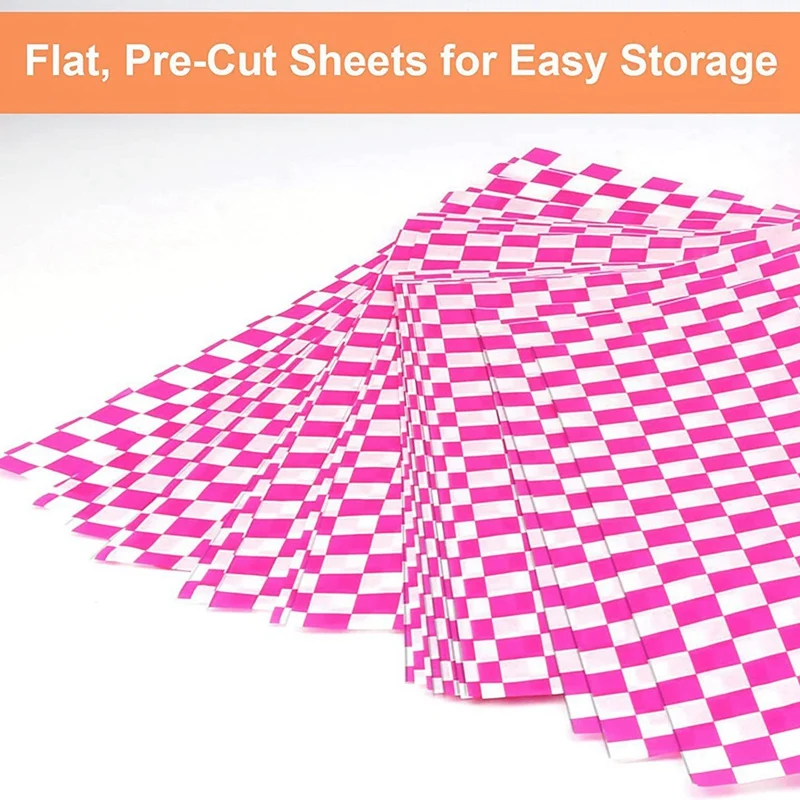 240PCS Checkered Waxed Paper Food Pape Wraps Bread Basket Liners Sandwich Wrapping Paper