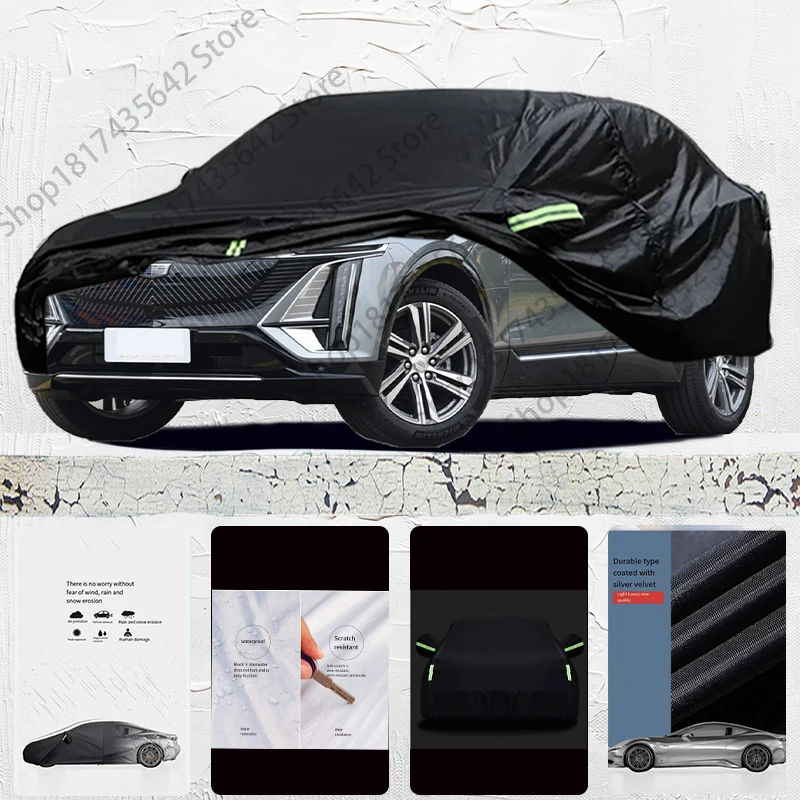 For Cadillac Optiq Anti-UV Sun Shade Rain Snow Resistant Dustproof Black Cover Car umbrella Full Car Cover Outdoor Protection