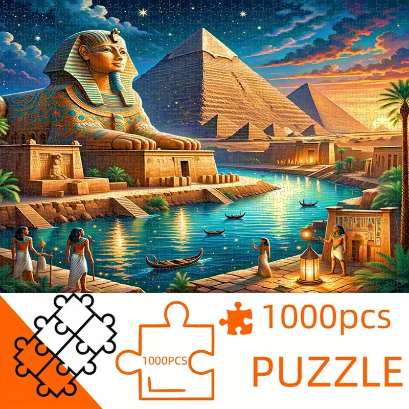 

1000pcs Paper Puzzle, Puzzle, (Egyptian Pyramids, Sphinx, Nile River), Adult Puzzle, Paper Puzzle, Suitable for Family Leisure