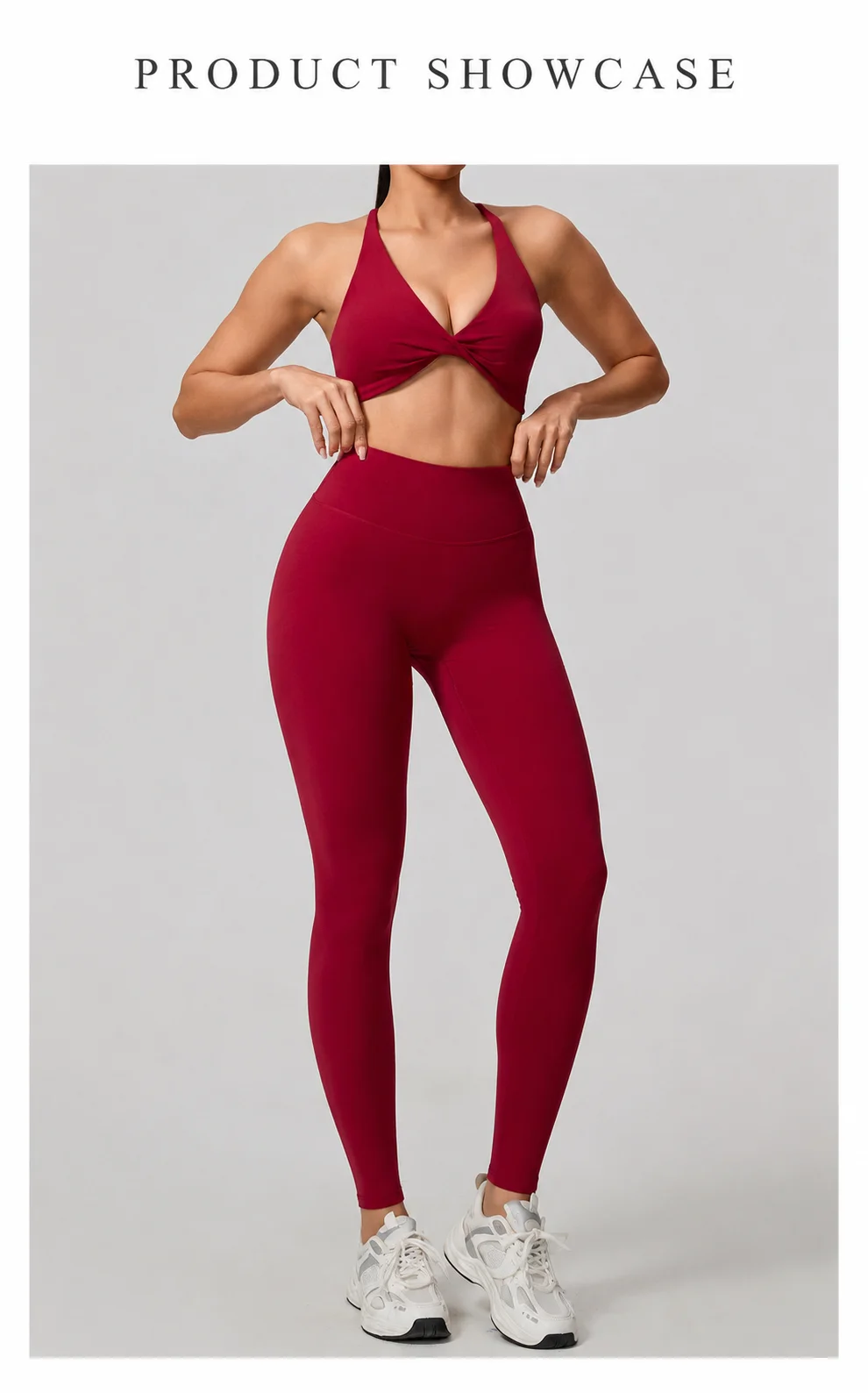 Hearuisavy Damen Workout-Set 2-teilig Sport-BH Hochtaillierte Leggings Rückenfreies Yoga-Top Fitness-Laufhose für Frauen – Detail 2