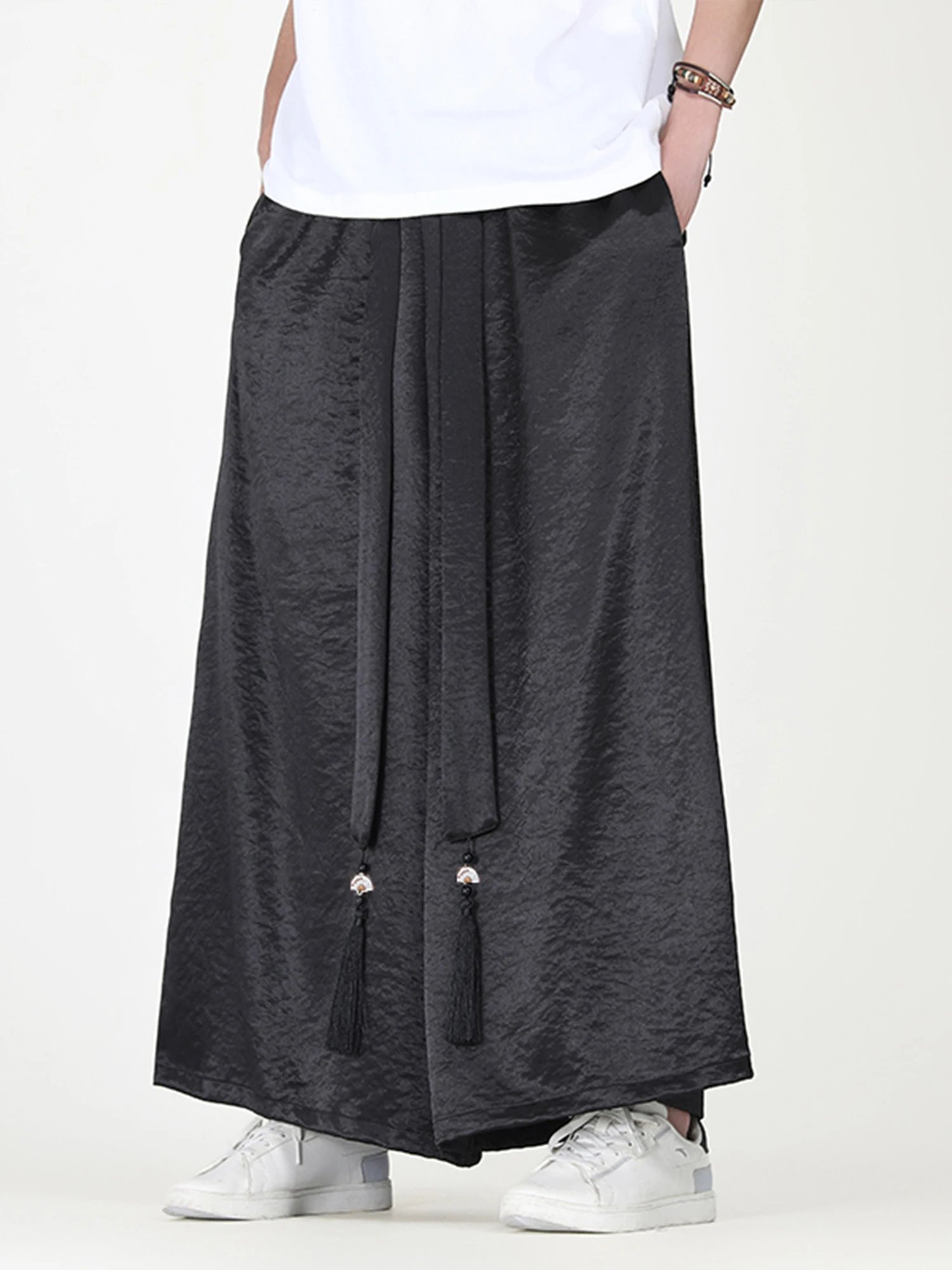 

Мужские летние брюки из ледяного шелка: прямые, свободные, широкие, повседневные, в стиле Harlan, не требуют глажки