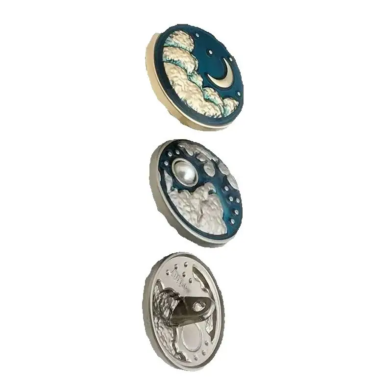 10PCS Retro Sun, Moon and Stars Pearl Metal Button Designer Accessories Outerwear Coat Suit Button Accessories