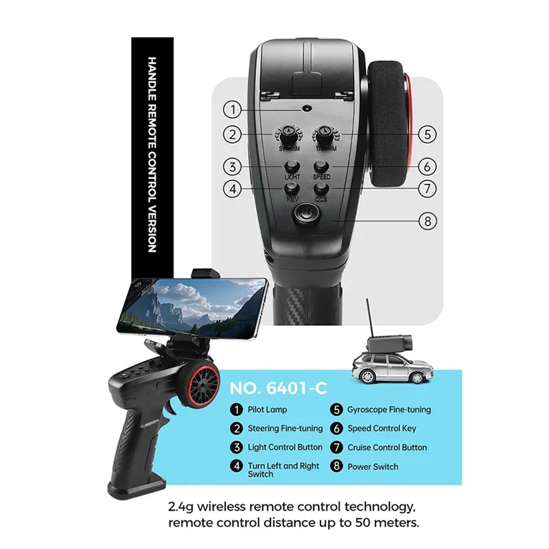HJ-FPV RC 자동차 1:64 스케일 720P 카메라 와이파이 앱 제어 2.4G 리모컨 FPV VTX 미니 레이싱카 6401 키트