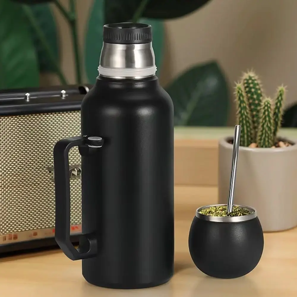 1.3L Yerba Mate Thermal Bottle Stainless Steel with Straw Insulated Bottle Leak-proof Large Capacity Thermal Cup Camping