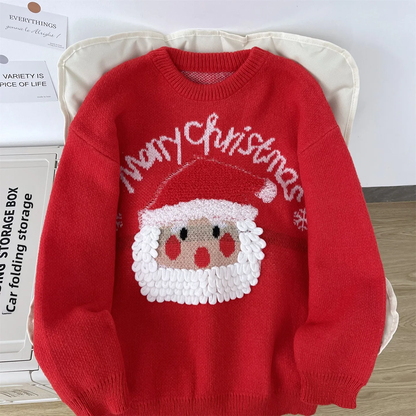 

Red Thiened Loose Knitted Sweater Cisas S Claus Sle for Men And Women Casual Comfortable Warm Winter Autumn Wear