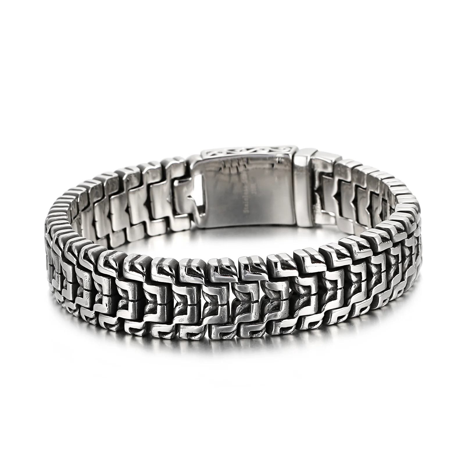 16mm Combining Fashion And Retro Elements Biker Chain Bracelet - Stainless Steel 316L - KB123643-BDJX